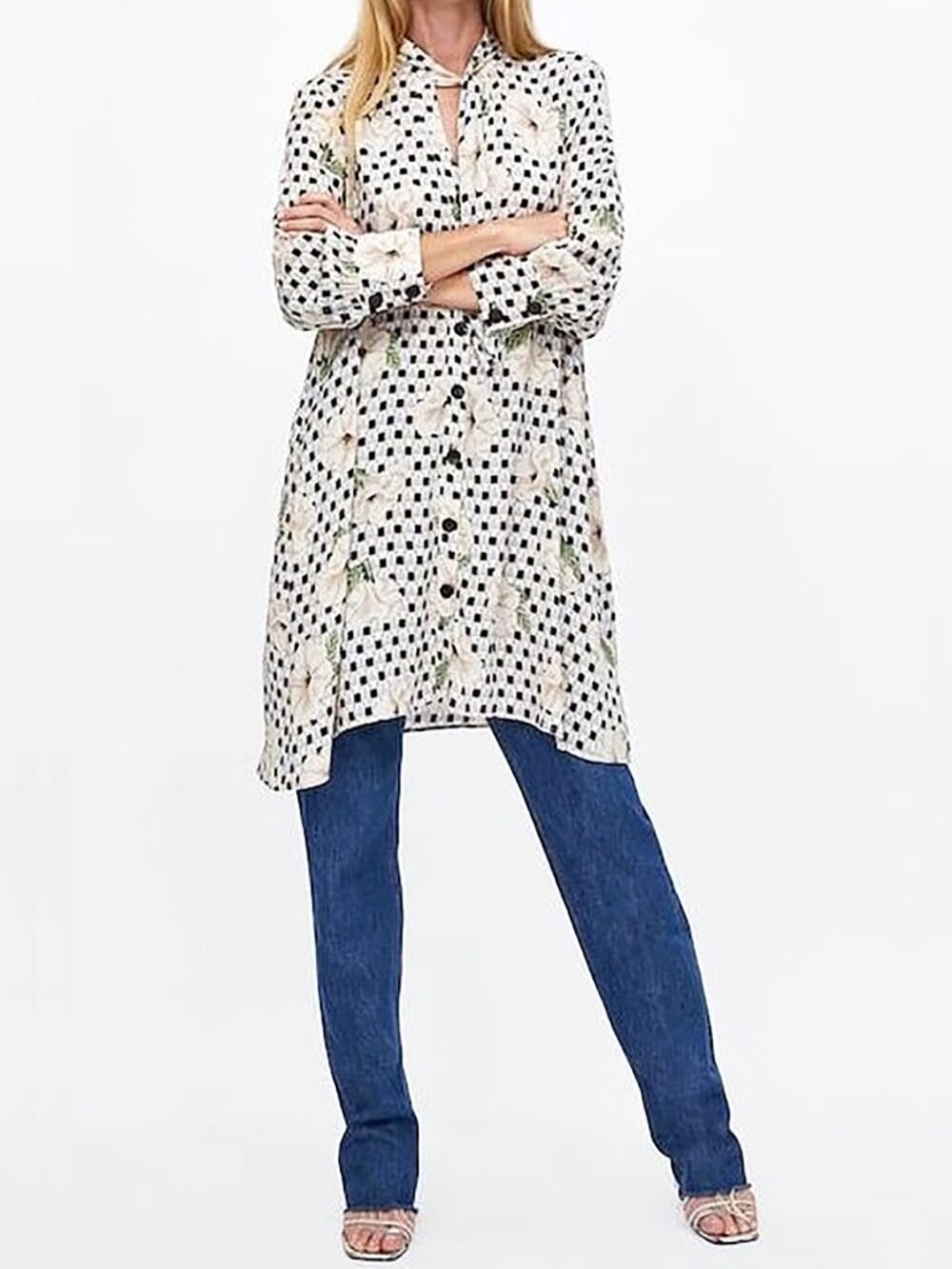ZARA Geometric Floral Dress – Multicolor – Size XS – NWOT